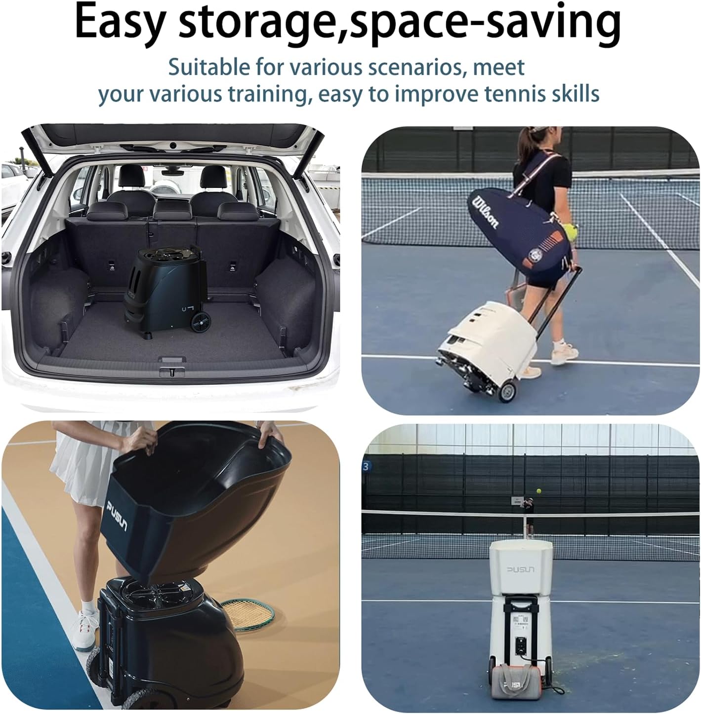 Tennis Ball Machine PT-Smart, 100+ Ball Capacity,Remote-Controlled/APP, Adjustable Speed & 12 Fixed Modes, Portable Training Equipment for Enthusiasts, Pros & Beginners