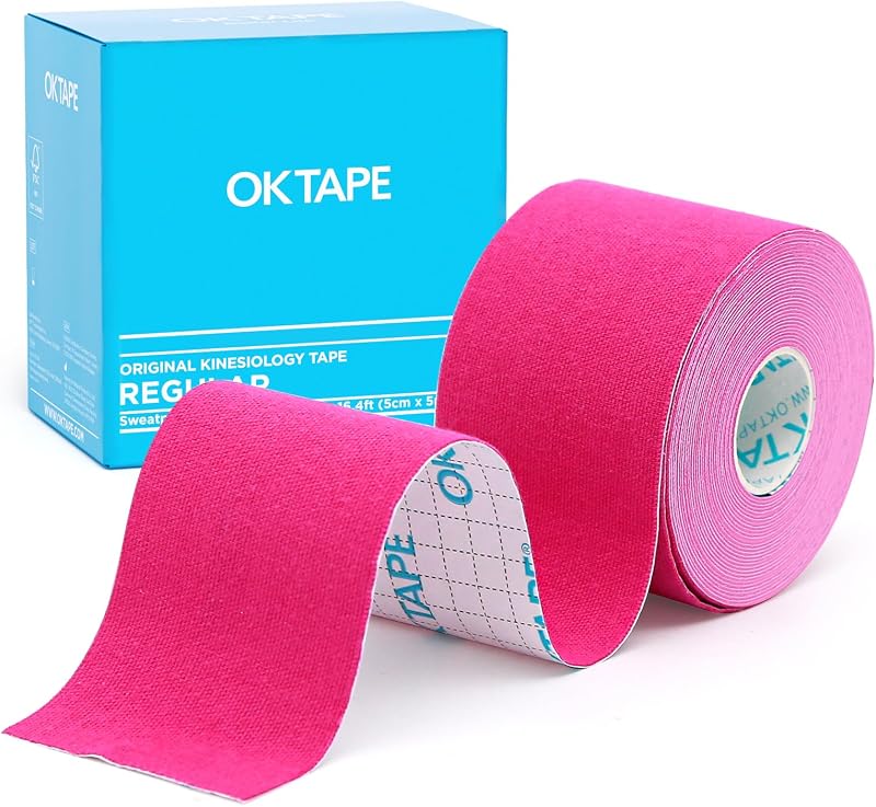Kinesiology Tape Regular Original Tape 2in x 16.4ft Uncut Roll | Cotton Elastic Athletic Tape for Support and Recovery Kinesiology Tape for Knee & Shoulder Sports Tape- Pink