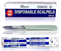 Vista 1 de Escalpelos Desechables 10 - Herramienta de Dermaplaning Escalpelos 10 con Mango de Plástico, Hojas de Dermablade de Acero de Alto Carbono #10