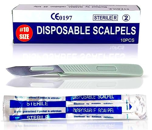 MedHelp Bisturí desechable 20 Herramienta Dermaplaning desechable Cuchillas de bisturí con mango de plástico cuchillas Dermablade de acero de alto