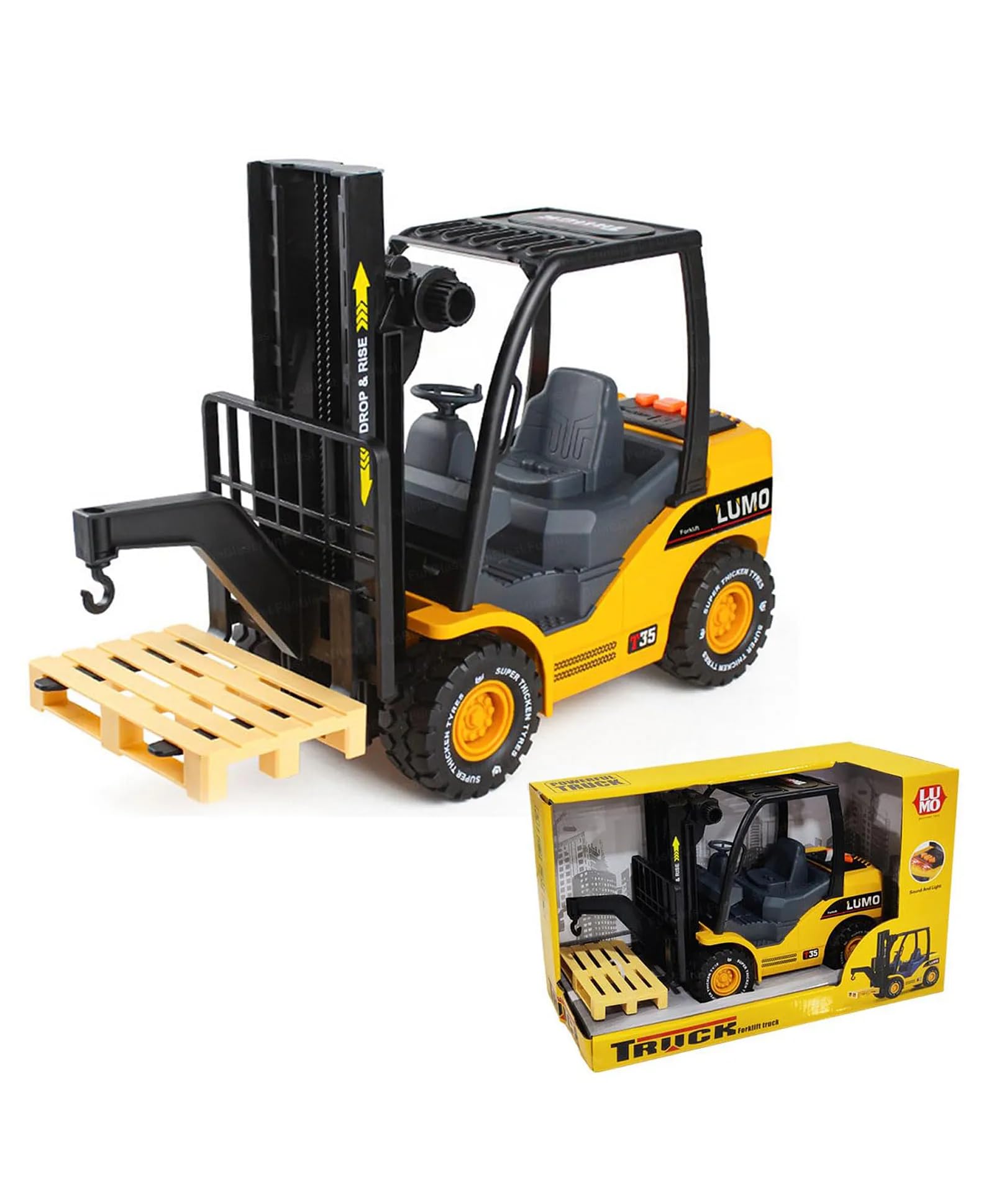 SKYBUCKET Friction-Powered Forklift Truck toyith Light Sound Construction Vehicle for Boys Ages 3+ (Multicolor)