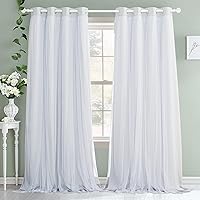 Vista 14 de PONY DANCE Cortinas para Sala de 84 Pulgadas de Largo - Cortinas con Capa Traslúcida, 52 Pulgadas de Ancho, Paneles para Tratamiento de Ventanas