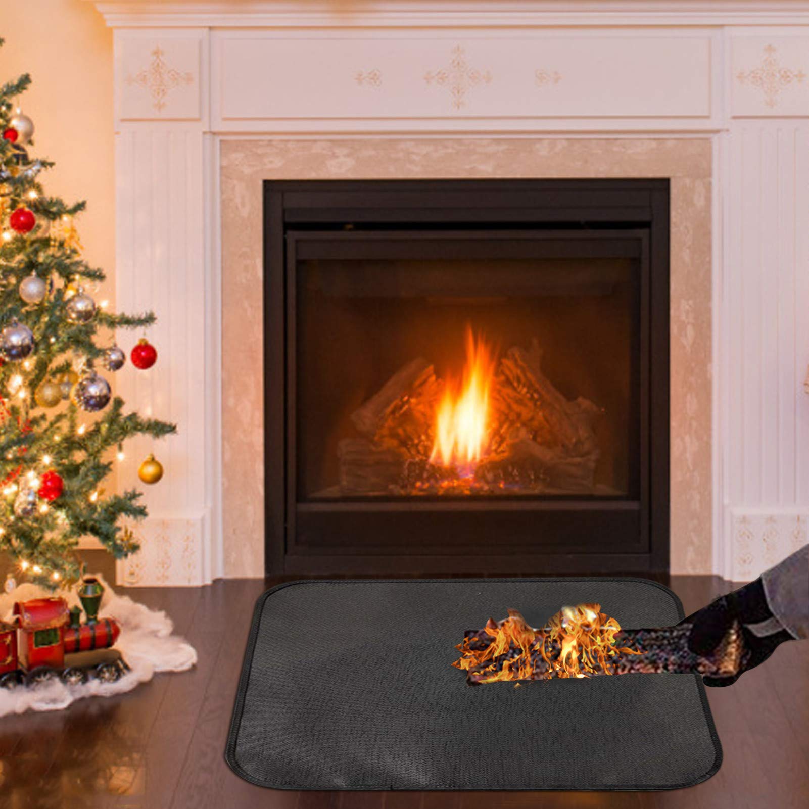 Tapis ignifuge en fibre de verre pour cheminée et barbecue, tapis de protection ignifuge antidérapant pour la sécurité de la terrasse et du jardin