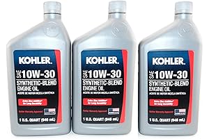 Kohler Engine 10W30 Synthetic Blend Motor Oil - 3 Pack 1 Quart Bottles