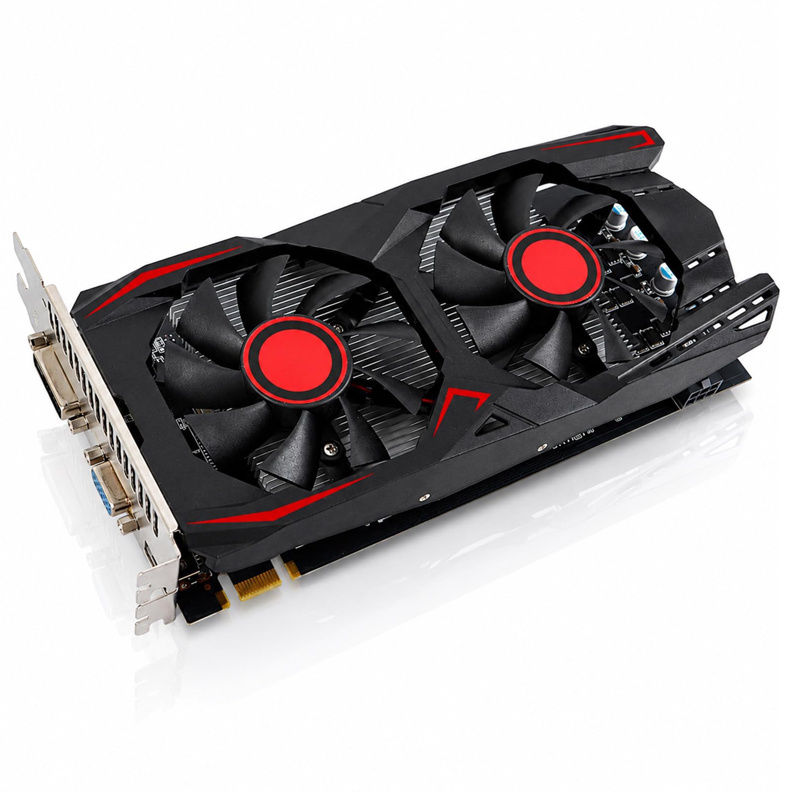 HERCHR Carte Graphique vidéo PC, 6 Go GDDR5 192 Bits Double Ventilateur PCIE 2.0 16X Slot Prend en Charge l'interface multimédia DVI VGA HD Carte vidéo de Jeu pour Ordinateur de Bureau