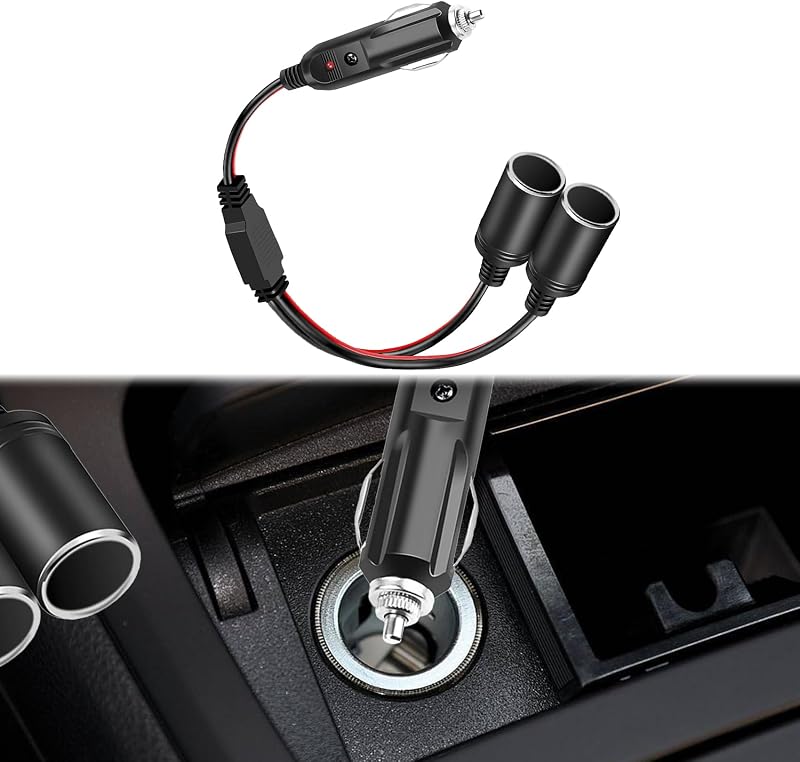 Divisor de acendedor automotivo Lecctso 12 V–24 V com 2 tomadas e LED – 1 unidade