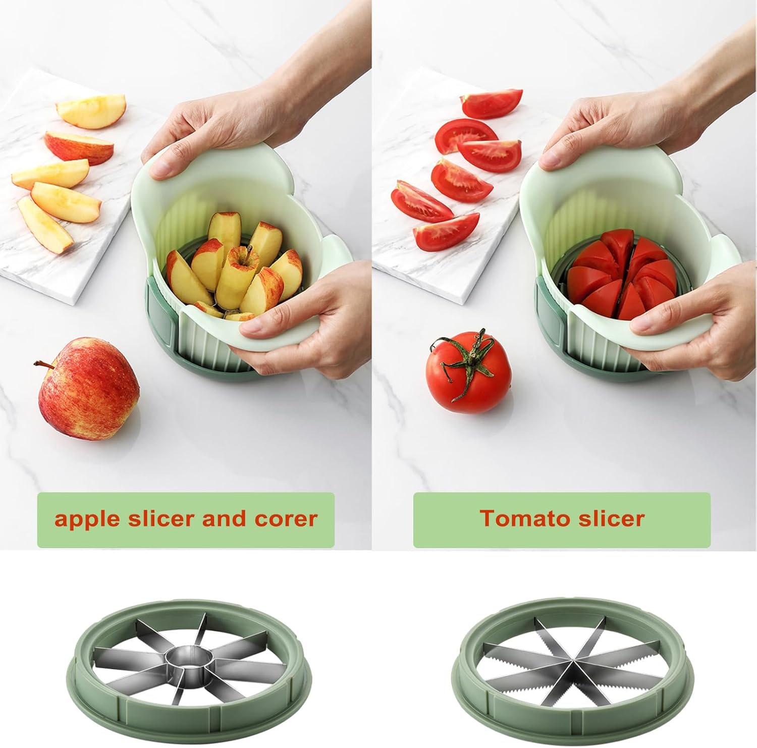 Apple Slicer with Stand – 8 Slice Heavy Duty Apple Cutter & Corer, Sharp Stainless Steel Blades, Dishwasher Safe Kitchen Tool for Large Apples (Up to 3.8 IN)