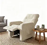 Poltrona do Papai Reclinável em Suede, Ajustável com Apoio para Pés e Bolso Lateral, Confortável para Sala de Estar, Quarto e Descanso Diário (Bege)