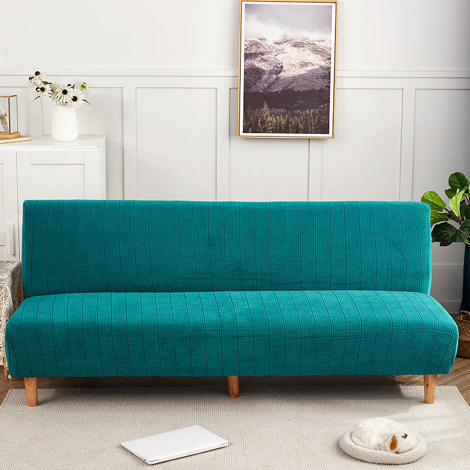 Housse de futon extensible pour rénover un canapé sans accoudoirs usé ou taché