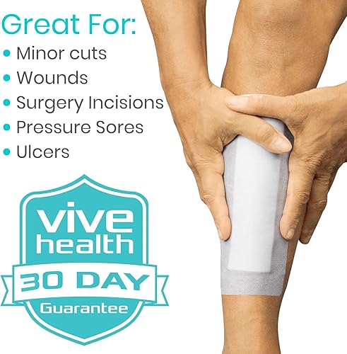 Miniatura 5 de Gasa adhesiva de 4 x 8 pulgadas (15 unidades) Aderezo de isla antiadherente con bordes Apósito absorbente para el cuidado de heridas Vendaje