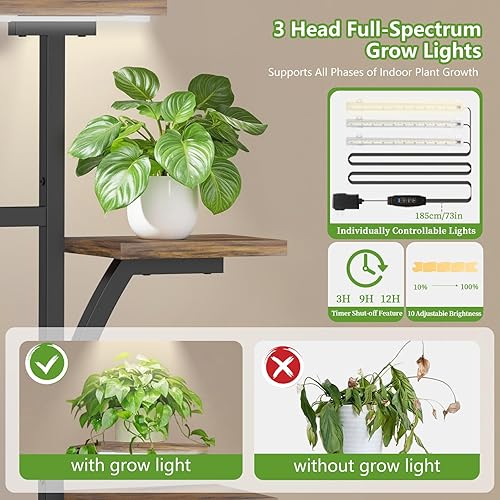 Miniatura 2 de Soporte para plantas de interior con luces de crecimiento, estante para plantas de 7 niveles para interiores, soporte para plantas de 47 pulgadas