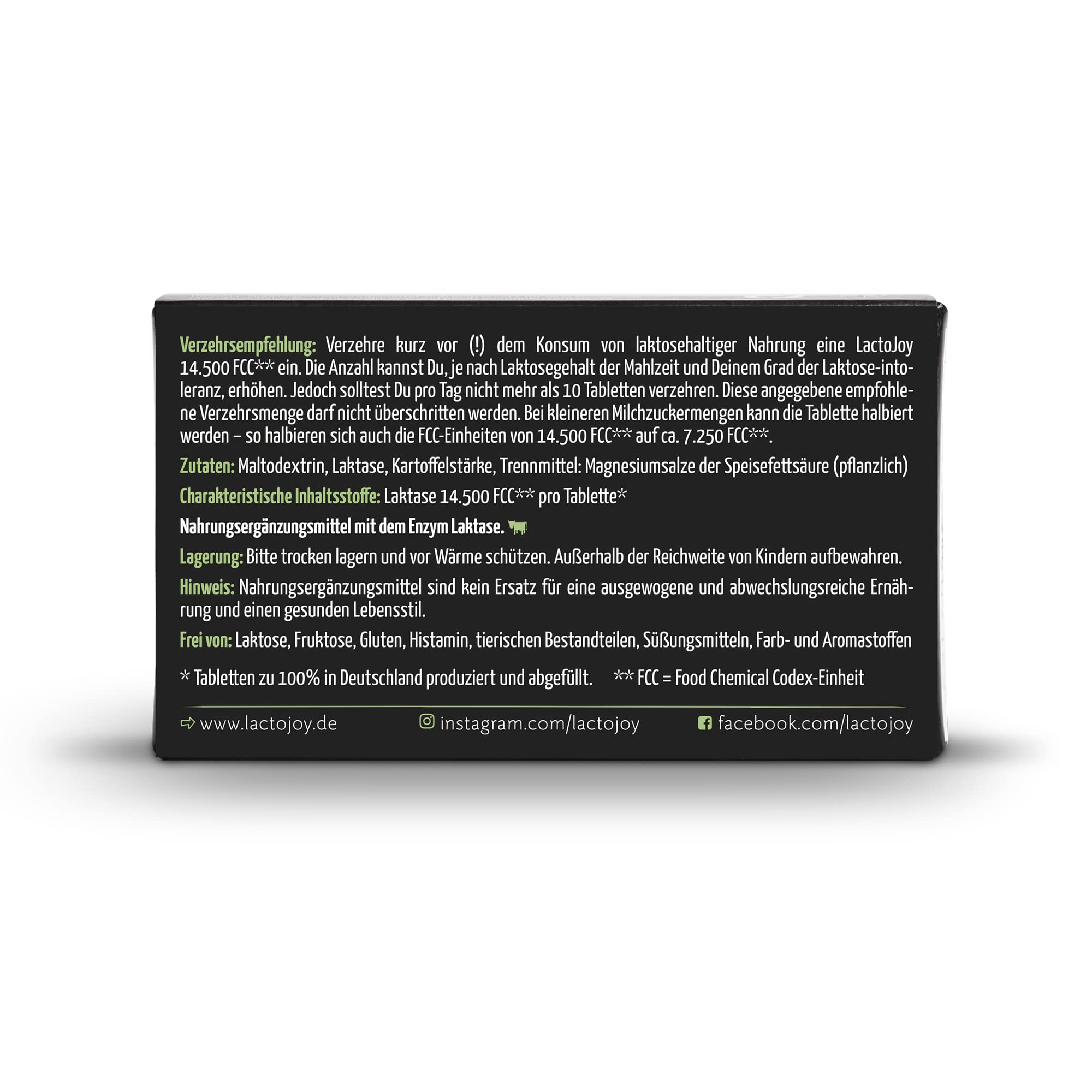 LactoJoy Laktase-Tabletten I 14.500 FCC I 80 Stk. - Lactase Enzym bei Milchzucker Unverträglichkeit