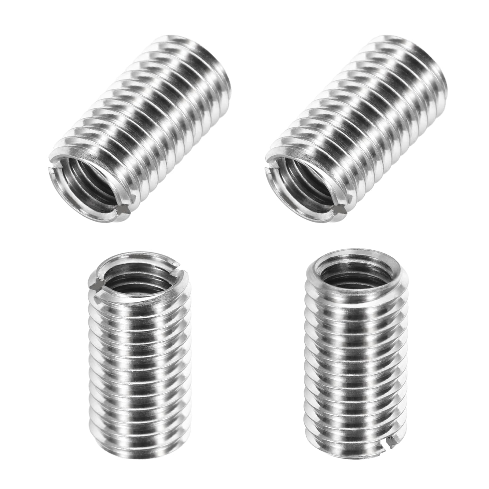 sourcing map 4Pcs 316 Stainless Steel Thread Reducing Nuts, M10x1.5 Male to M8x1.25 Female 15mm Long Metric Repairing Insert Nut Screw Threaded Adapters Sleeve Reducer Conversion Fastener