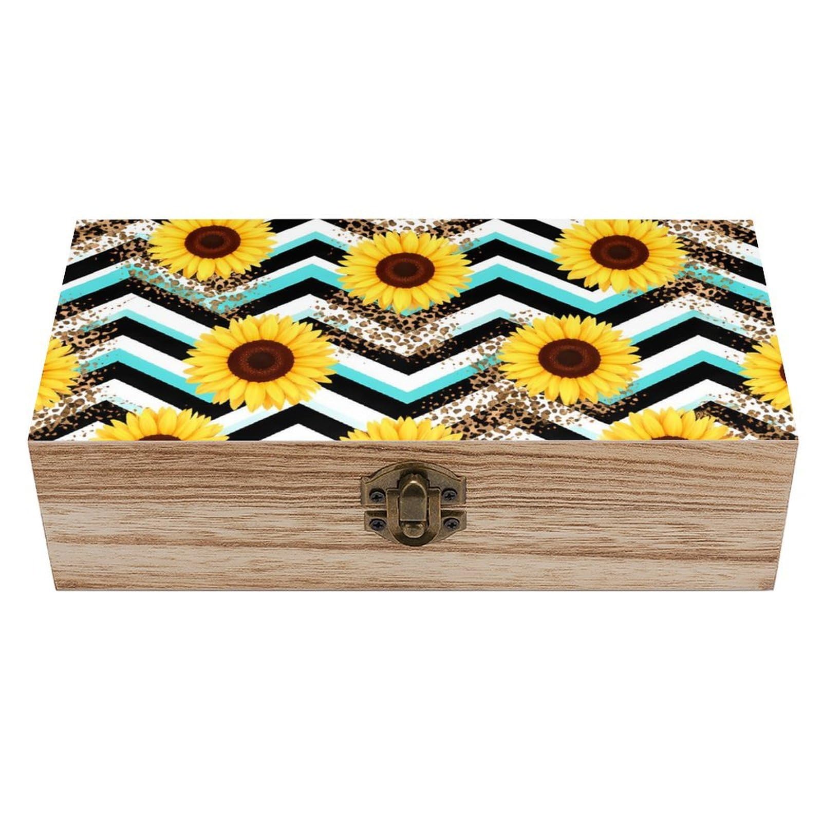 HLBSDM Sunflower Leopard Print Wooden Storage Box