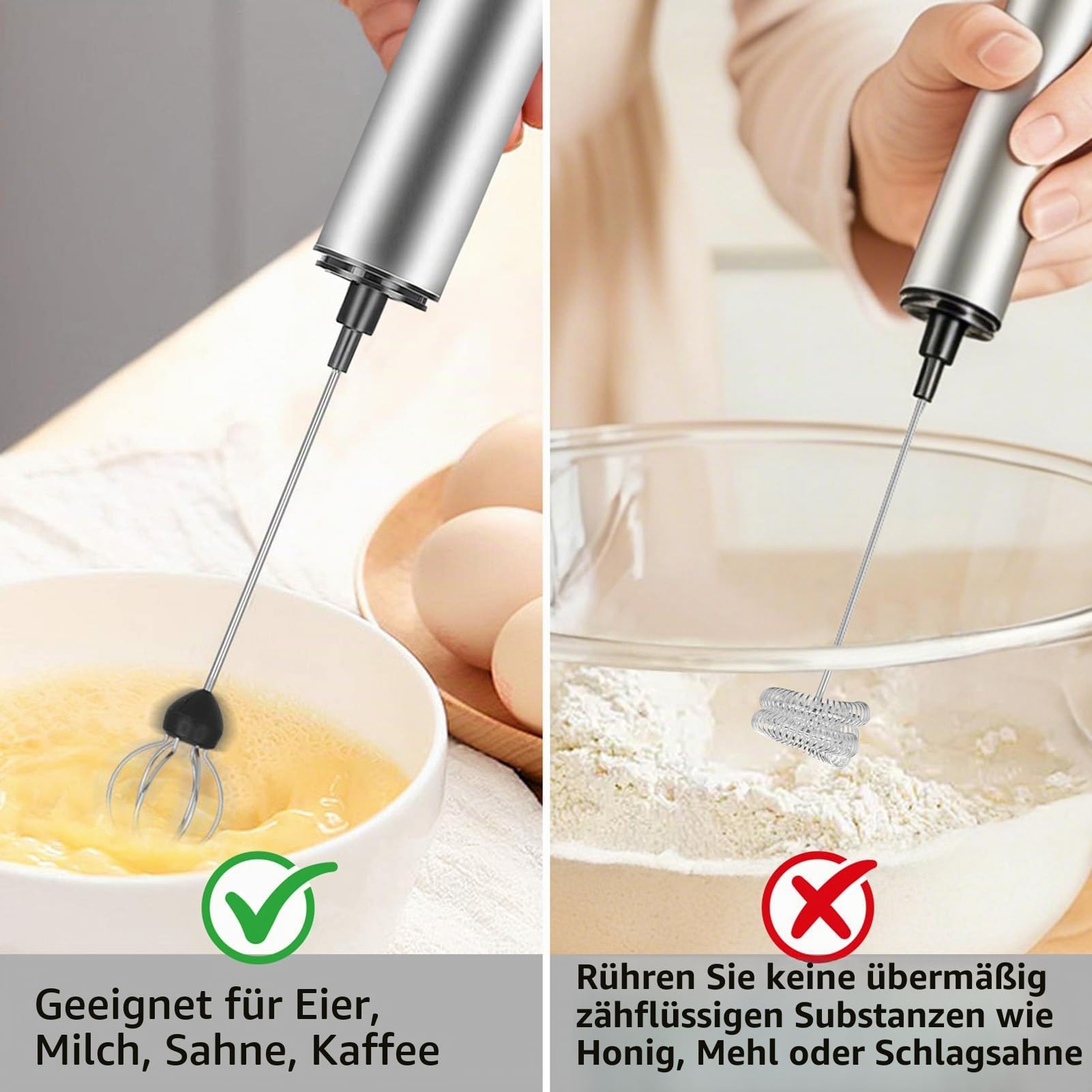 MOSUO Elektrischer Milchaufschäumer mit Doppeltem Quirl, USB-C Wiederaufladbar Milchschäumer Schneebesen, Aufschäumer für Kaffee/Latte/Cappuccino/Sahne/Macchiato/Eier Schlagen