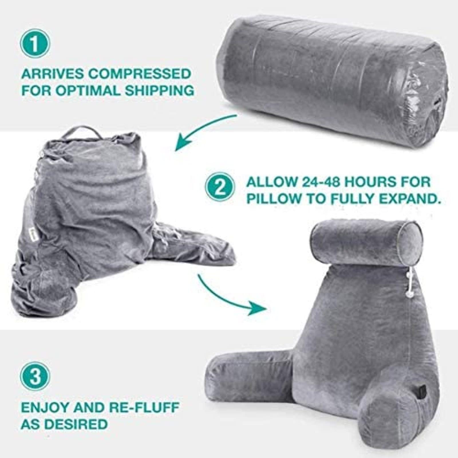 Morbido Cuscino Da Lettura Triturato, Cuscino Per Riposo A Letto In Memory Foam, Cuscino Da Lettura Con Memory Foam Triturato, Cuscino Per Lettura E Riposo A Letto Con Braccia Di Supporto, P