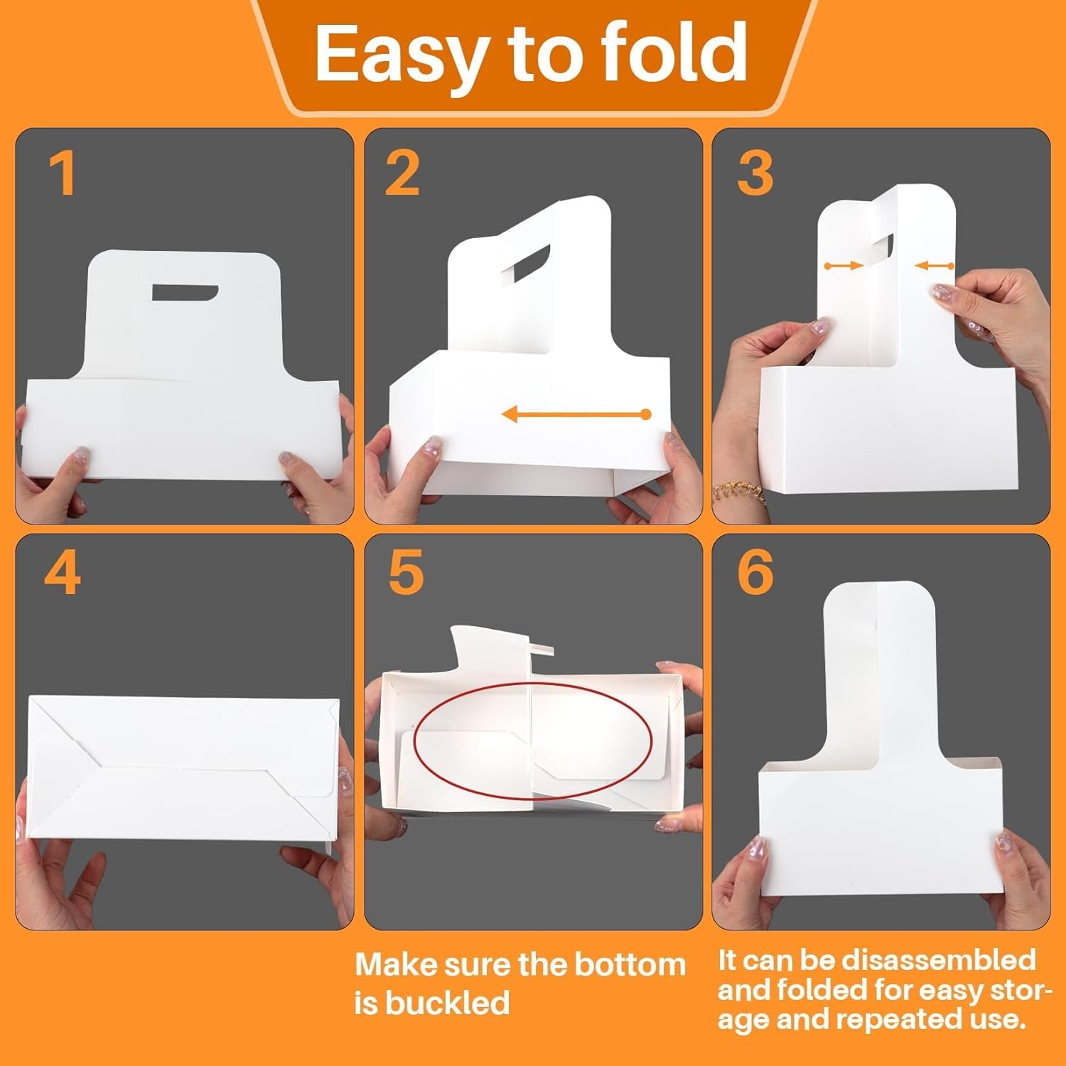 MAQIHAN 2 Cup Drink Carrier with Handle - 12Pcs Disposable Paper Cardboard Coffee Cup Holder Portable Drink Caddy Cup Carriers to go Cup Holder Food Delivery Accessories for Hot/Cold Drinks (White) - Image 5