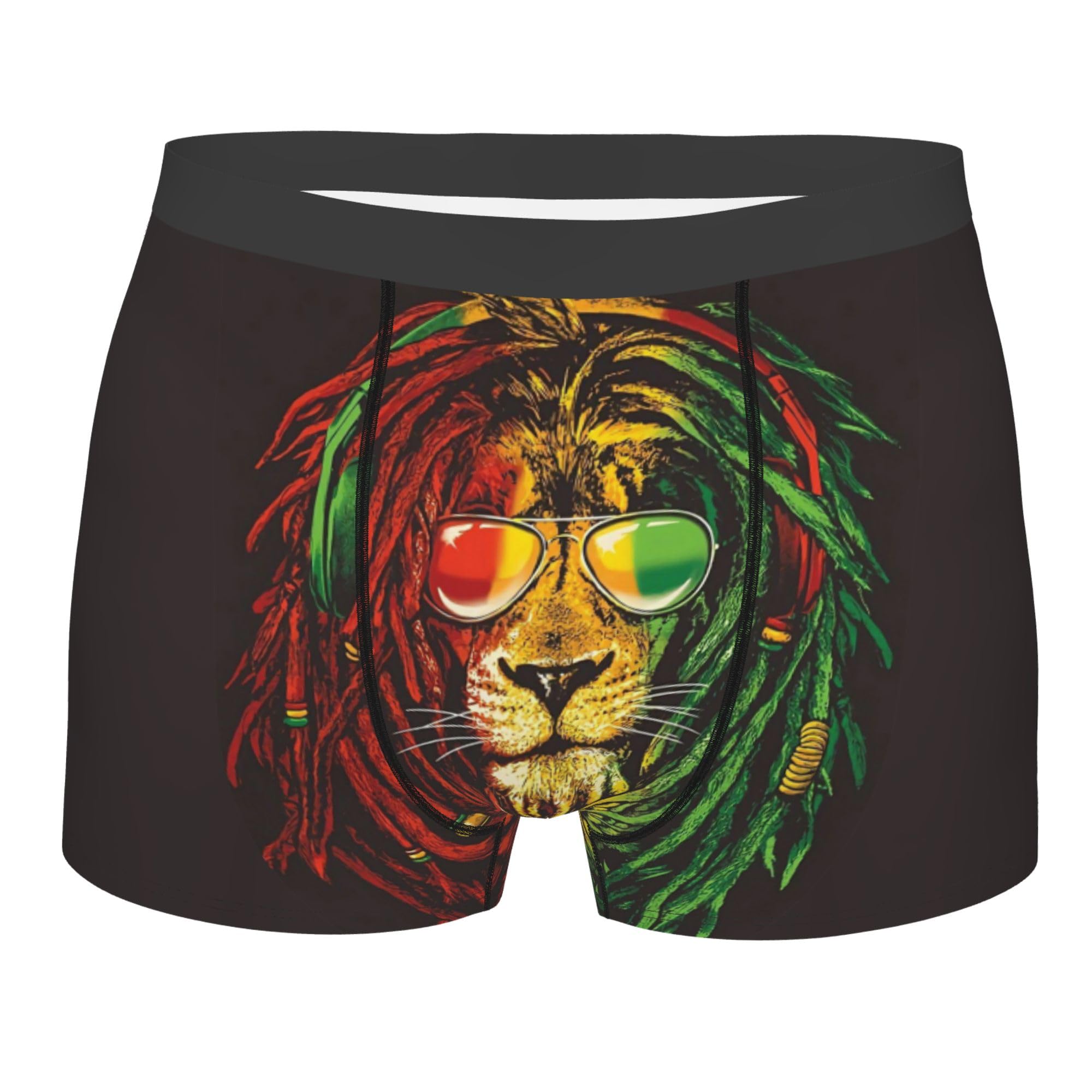 AOOEDM Jamaica Rasta Lion Men's Boxer Briefs Mens Underwear Breathable Stretch Boxer Trunk S-XXL