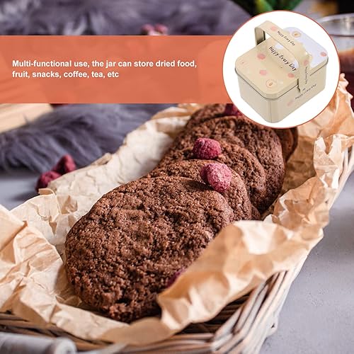Miniatura 4 de Luxshiny Tarro hermético para galletas, bonita caja de hierro para galletas, cajas de dulces con asas, caja de lata para galletas, contenedor vacío