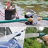 Vista 6 de Bomba de agua de 12 voltios, bomba de transferencia portátil, flujo más grande de 330 GPH, bomba eléctrica de 1/10 HP con interruptor