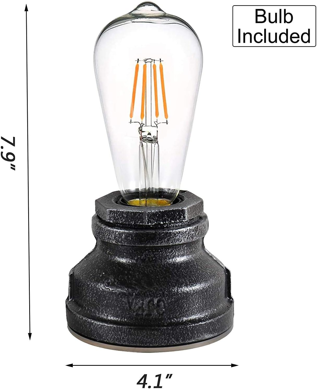 Vintage Touch Control Table Lamp,Edison 4W LED Dimmable Bulb Included,with 3 Levels of Brightness,Small Desk Industrial Night Light for Living Room Bedroom,Silver Black