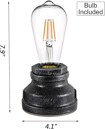 Miniatura 2 de Lámpara de mesa vintage con control táctil, bombilla LED regulable Edison de 4 W incluida, con 3 niveles de brillo, luz nocturna industrial de