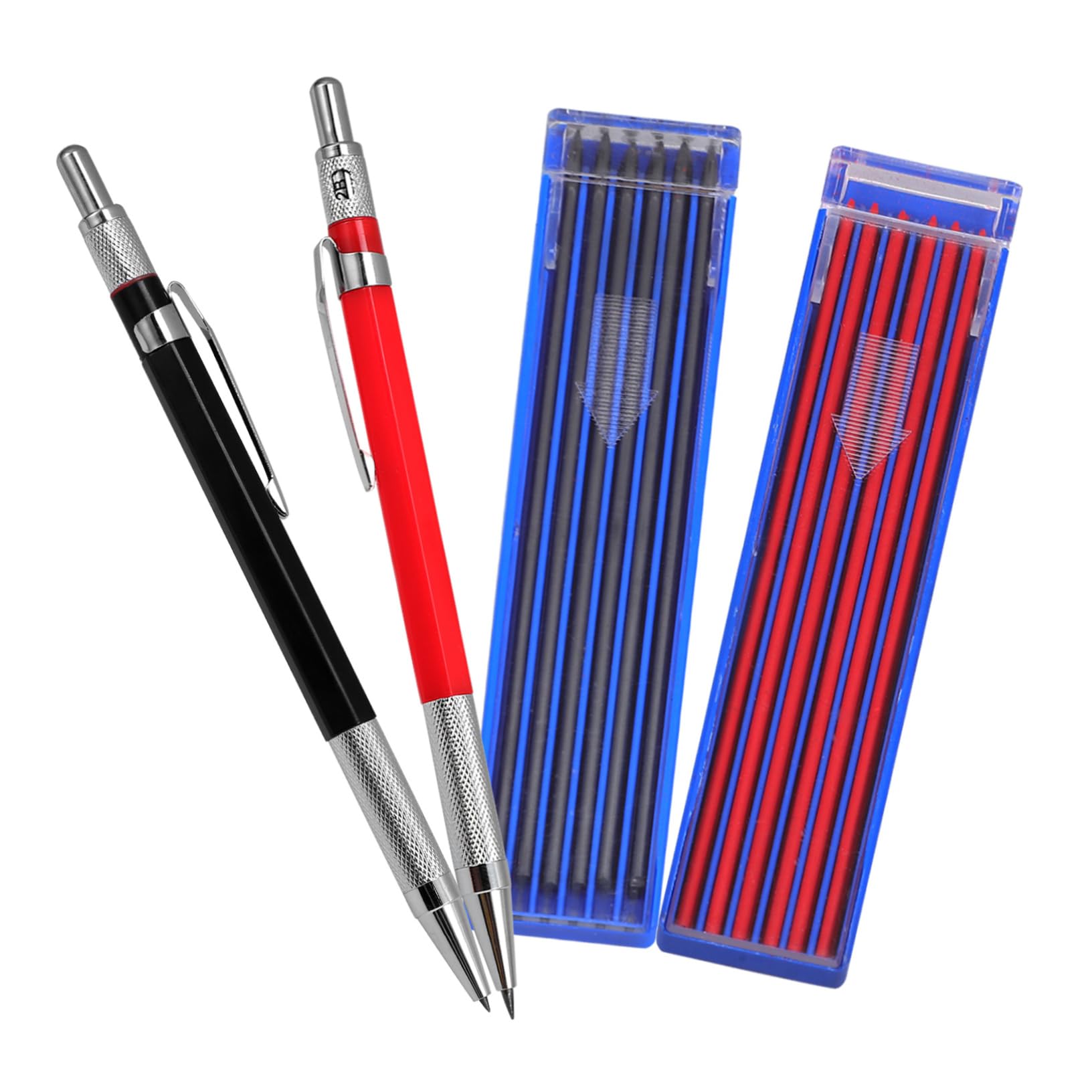 STOBOK 5ensembles Crayon Mécanique Pour Charpentier Crayon Automatique Avec Recharges Noires Et Rouges Outil De Marquage Professionnel Pour Menuiserie Et Construction