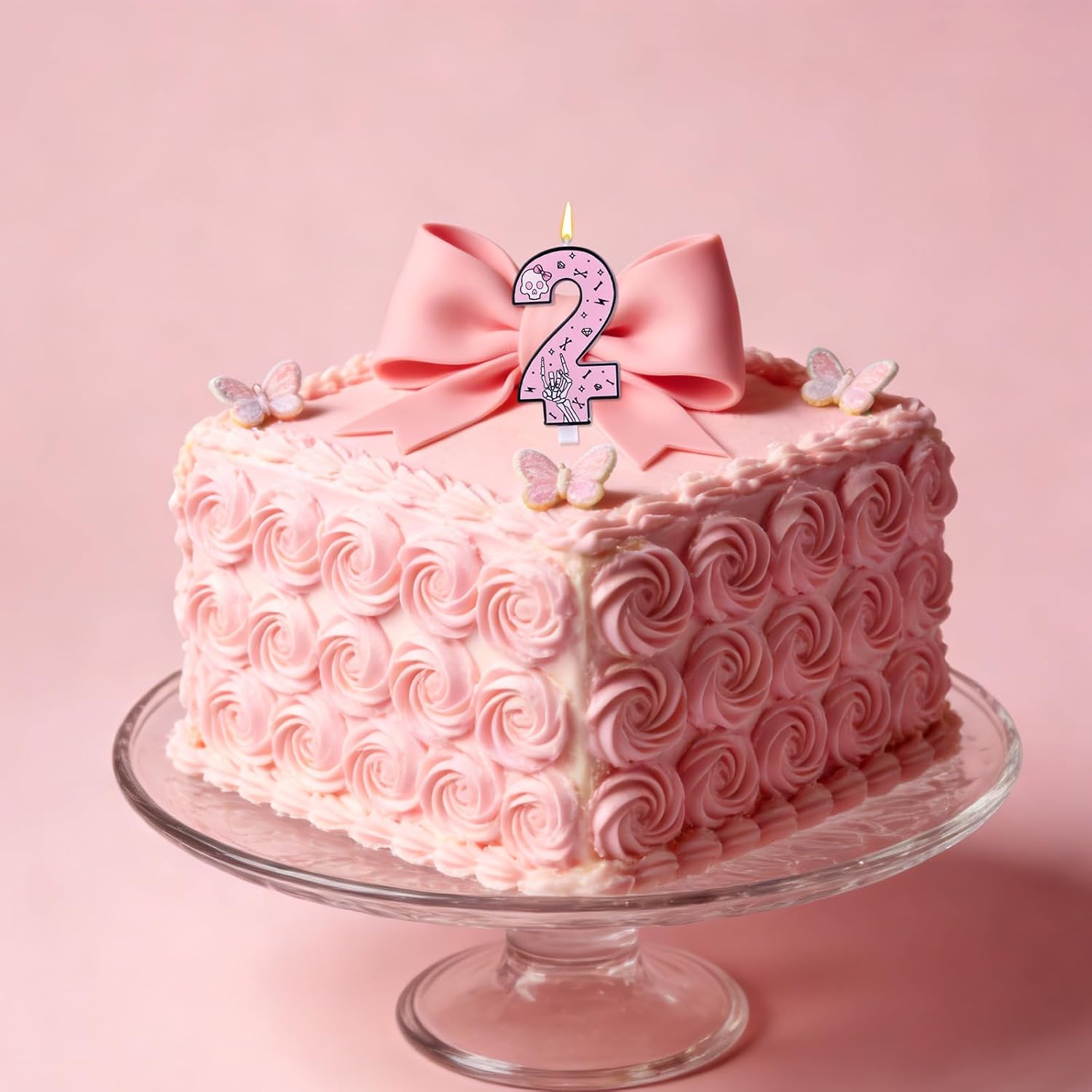 2nd Birthday Candle, Number 2 Cake Decor (Bad Two the Bone)