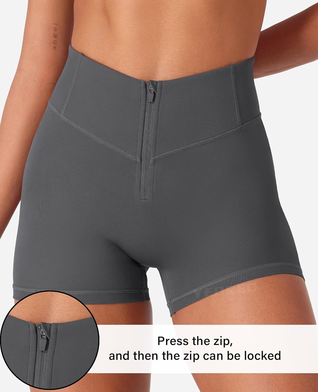 YEOREO CoreFlex Cargo Pocket Workout Shorts for Women Scrunch Zipper 3.6" High Waisted Yoga Gym Shorts