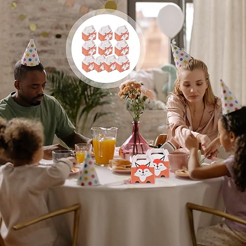 Miniatura 9 de NUOBESTY 10pcs Cartoon Fox Treat Boxes Caja de embalaje portátil para suministros de recuerdo de fiesta de cumpleaños