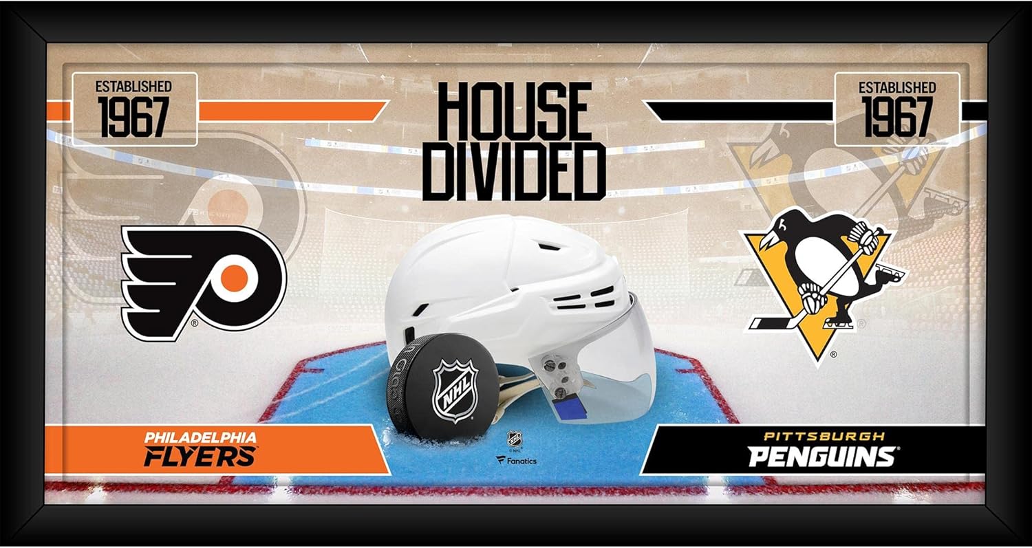 Philadelphia Flyers vs. Pittsburgh Penguins Framed 10" x 20" House Divided Hockey Collage - NHL Team Plaques and Collages