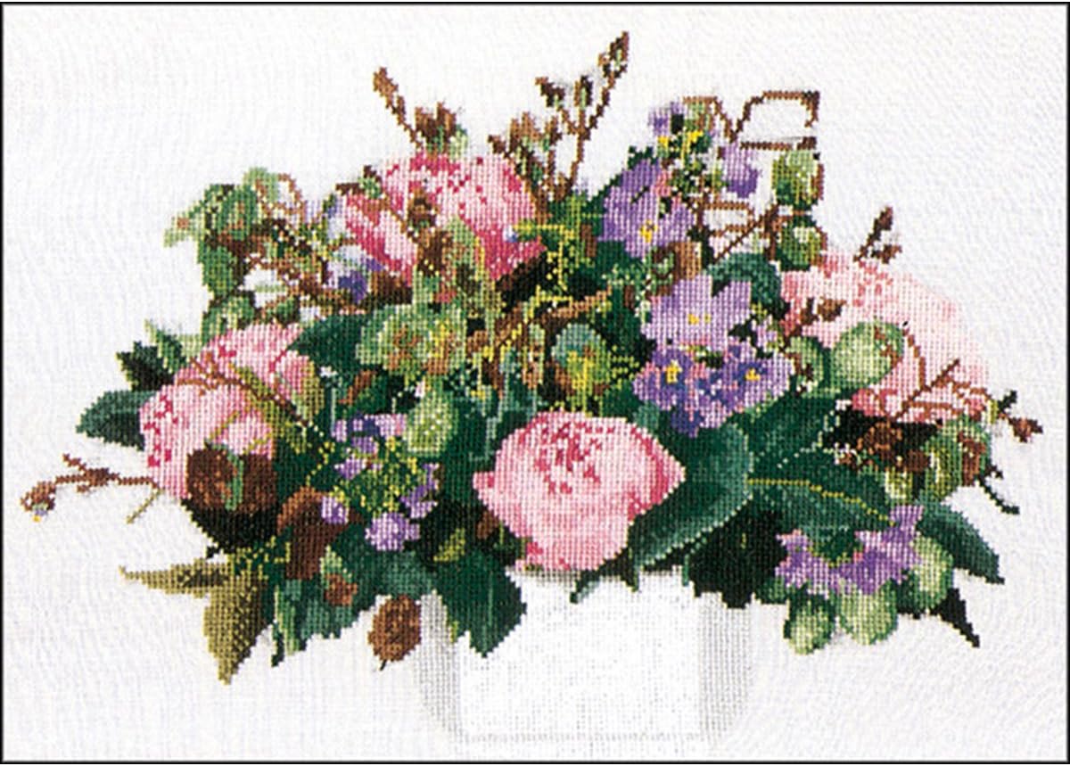 Thea Gouverneur Cross Stitch Kit, Peonies on Aida (16 Count), 30x40cm - Image 3