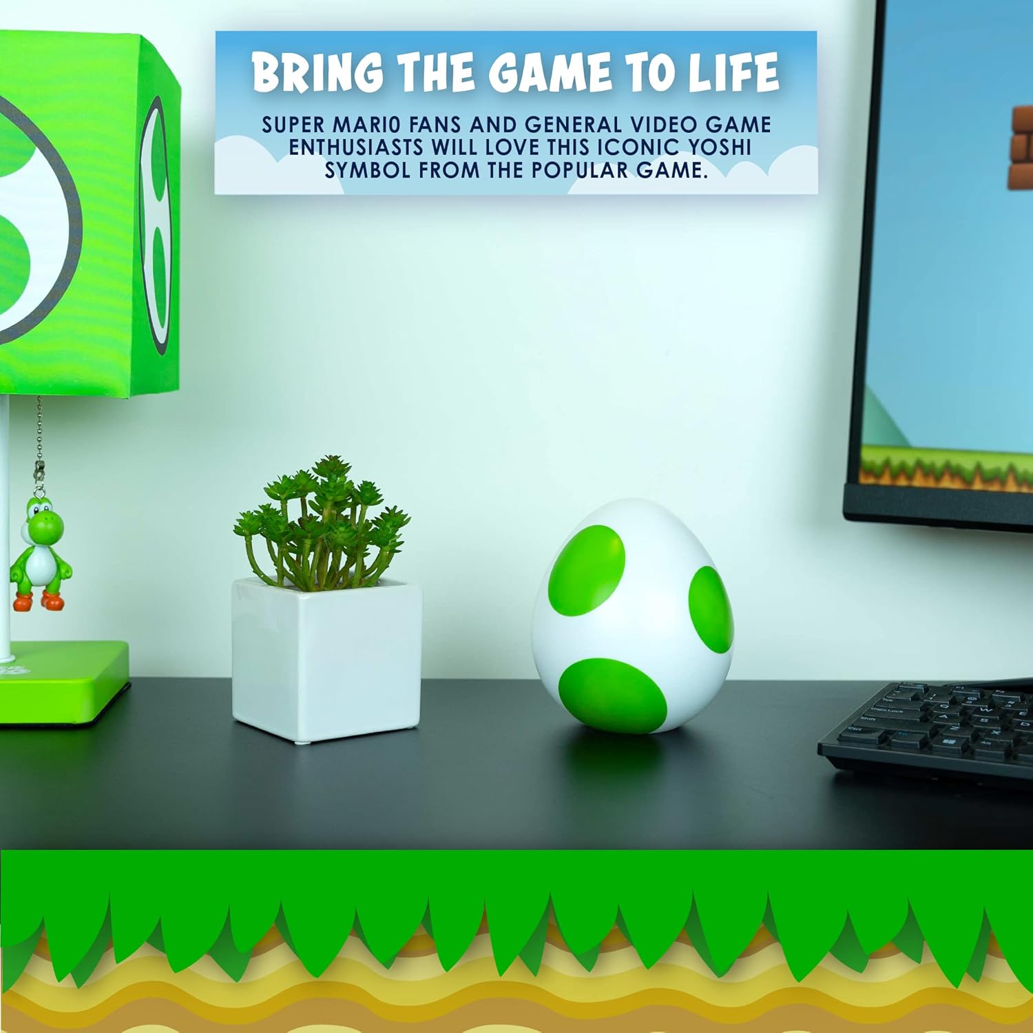 Paladone Super Mario Yoshi Egg Light – Mini LED Desk Lamp, USB Powered, Gaming Room Decor, Official Nintendo Merchandise