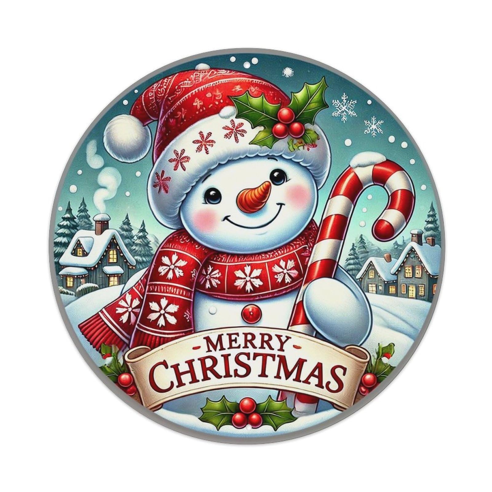 Merry Christmas Snowman Pattern Print Tin Sign Metal Poster Vintage Metal Signs for Home Man Cave Bar Cafe Kitchen laundry room Wall Decorations 8x8 inches