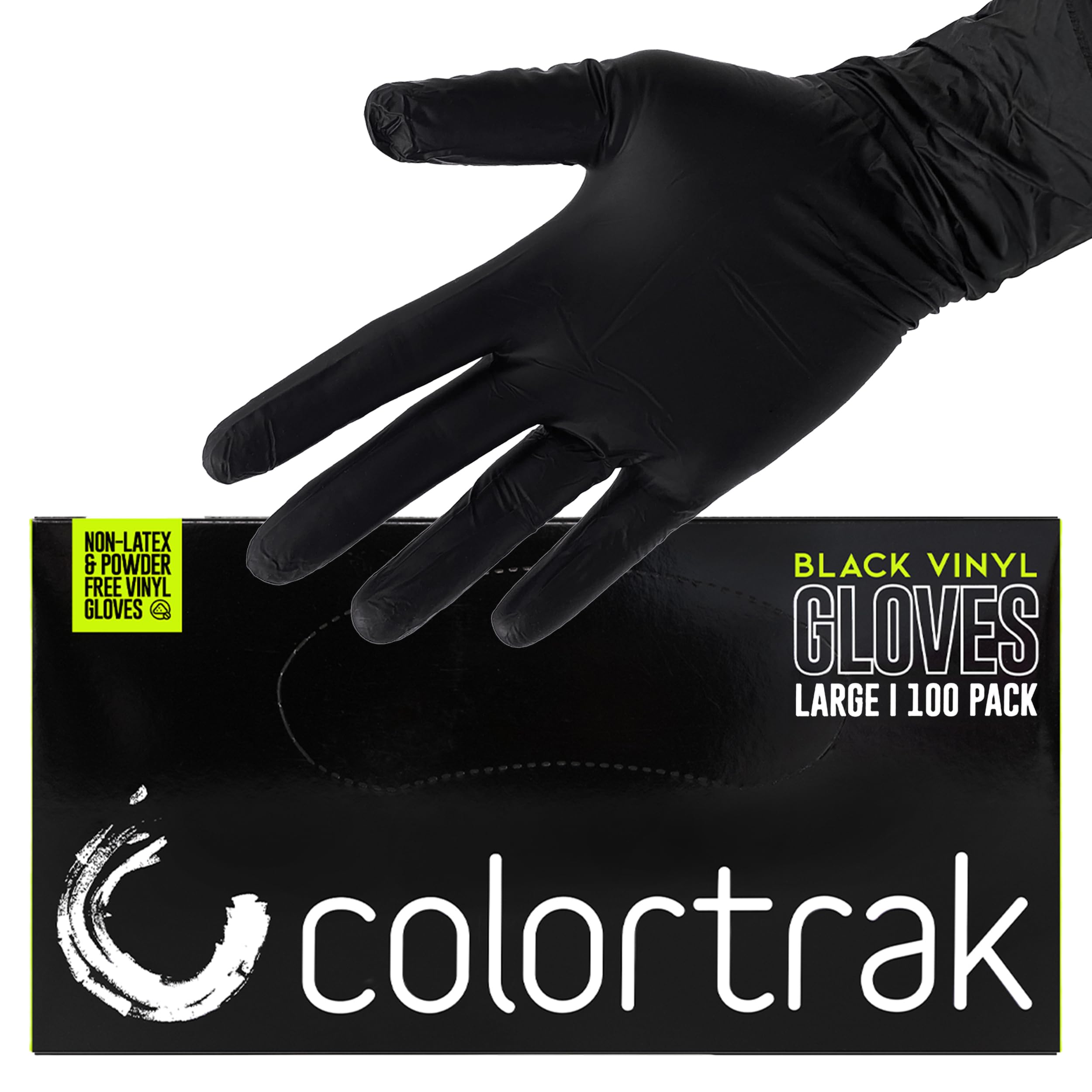 Colortrak Schwarze Vinylhandschuhe, Einweghandschuhe latexfrei & puderfrei, 10 Boxen (1000 Handschuhe), Einmalgebrauch für chemische Verarbeitung