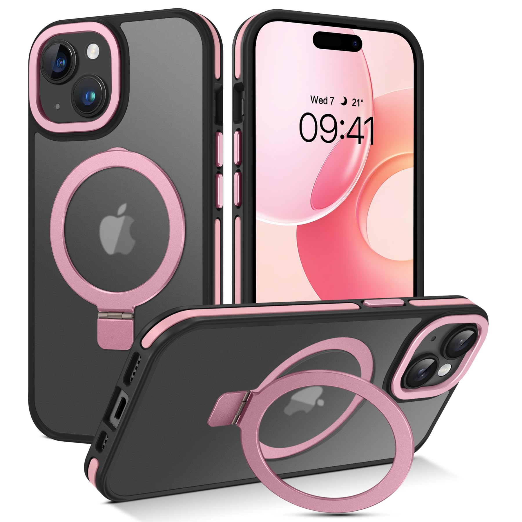 DUEDUE for iPhone 14 Case Magnetic, Phone Case for iPhone 13 with Stand[Compatible with Magsafe], Translucent Matte Back Cover Shockproof Slim Phone