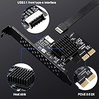 Vista 6 de Tarjeta de Expansión Frontal PCI-E 2X a USB3.1 A-Key Gen2 Tipo C, Tarjeta Riser de Conector de Panel Frontal Interno de 20 pines 10Gbps Tipo E