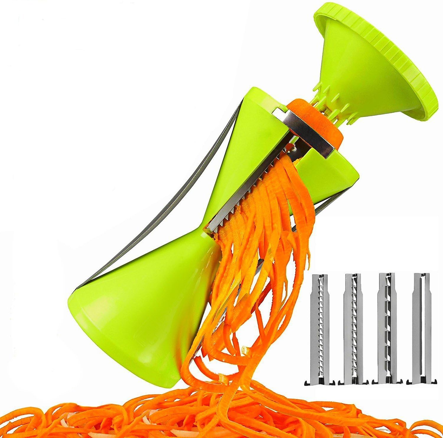 Creator Studio - Vegetable NextGen Spiral Slicer Cutter Spiralizer Bundle, 4-blade Pasta Noodle Spaghetti Maker. Best Spiralizer 150% Bigger for 50% Less Vegetable Wastage. Free Recipe Ebook