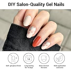 DUKASOU Semi Cured Gel Nail Strips, Flash Pink | 28 PCS Solid Color Gel Nail Strips Works with UV Light, Salon Quality Nails Stickers Full Nails Wraps