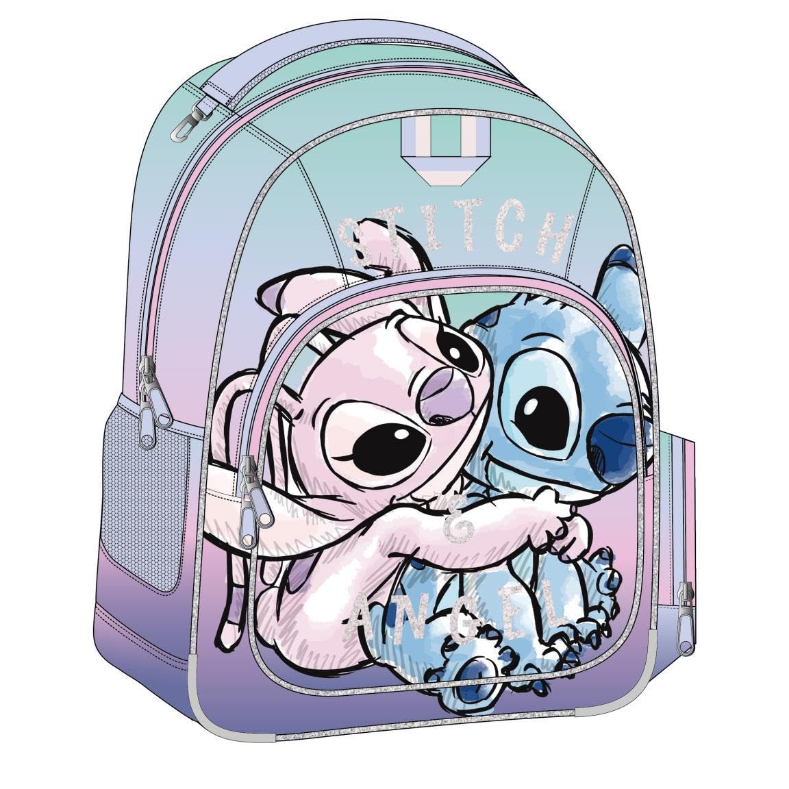 CERDÁ LIFE'S LITTLE MOMENTS Mochila Escolar de Stitch - Color Lila - 32 x 15 x 42 cm - Cierre de Cremallera - Asa Ajustable - Mochila Resistente y Duradera - Producto Original Diseñado en España