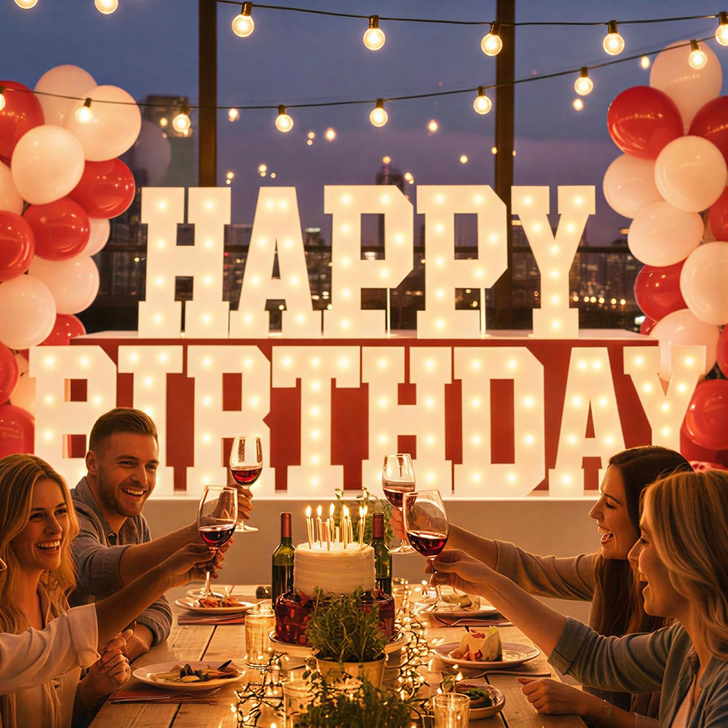 Happy Birthday Decorations for Men Women, Happy Birthday Light up Sign for Happy Birthday Banner, 2FT Happy Birthday LED Letters for Surprise Birthday Party, All Party Decoration Anniversaries
