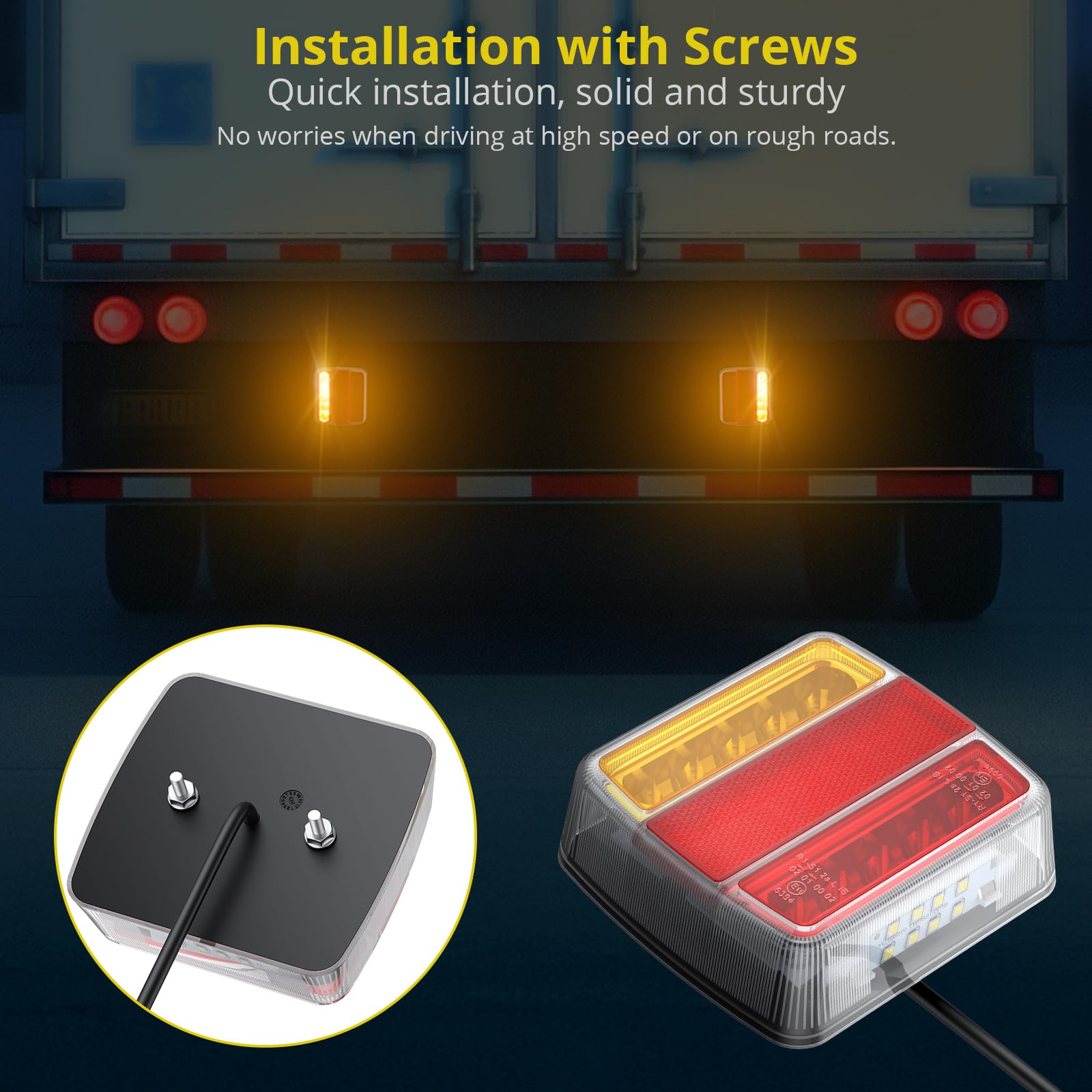 PROZOR Zestaw świateł tylnych LED 12V oświetlenie przyczepy kabel 7-pin 7,5m, okablowany, wodoodporny, montaż za pomocą śrub, znak homologacji E11 ECE, 18 diod LED oświetlenie przyczepy samochodowej