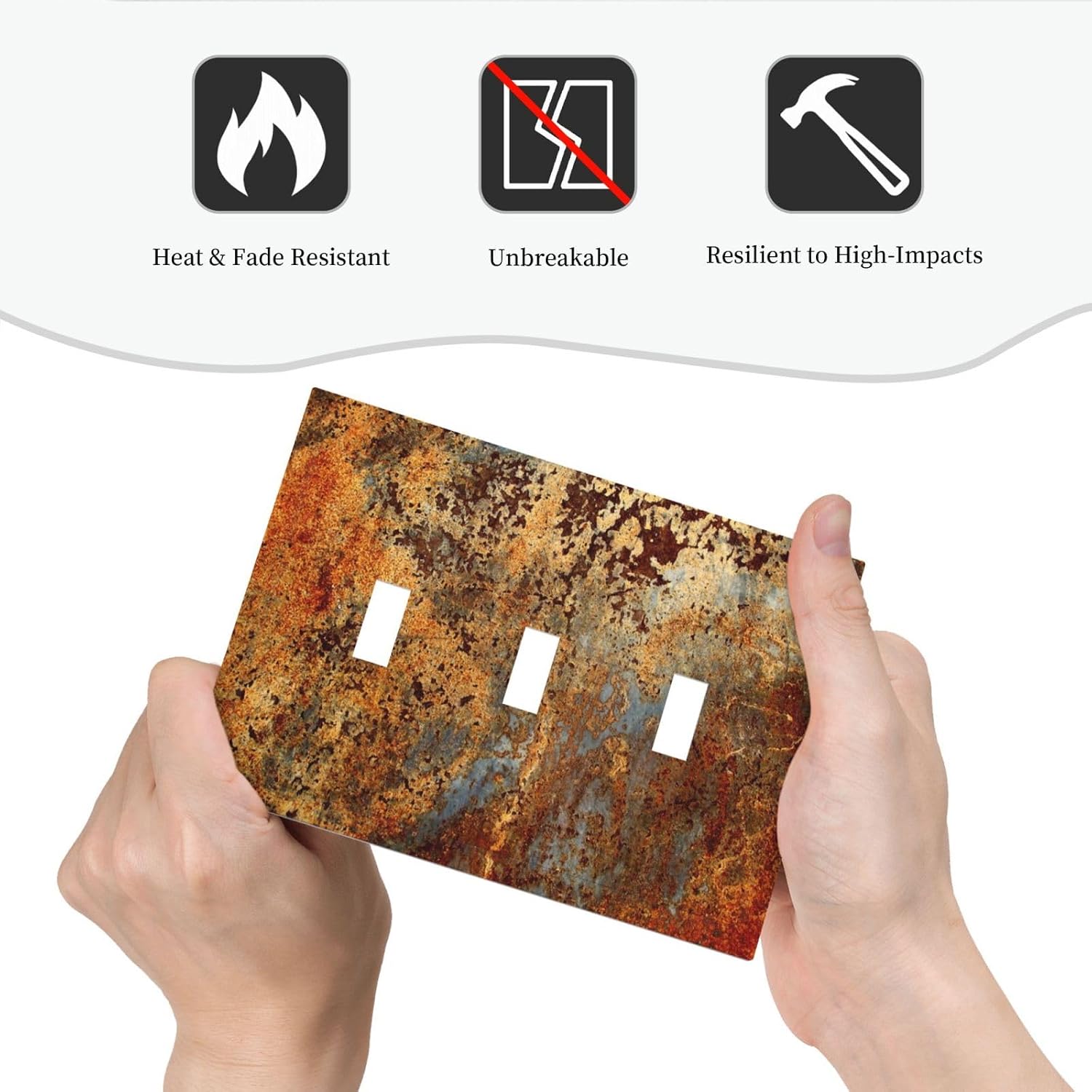 Rust Old Rusty Copper Rustic 3 Gang Light Switch Cover Decorative Triple Toggle Wall Plate Electrical Faceplate Switch Plug Face Plate