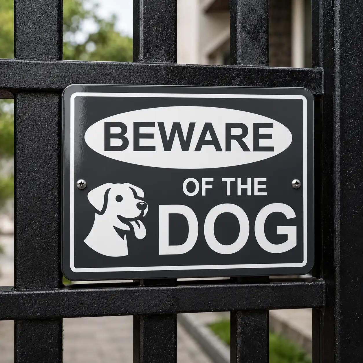 Premium Grey Beware of Dog Sign Board for Main Gate, Farmhouse & Factory (4mm Thickness) - Laser Cut & Permanent Engraved Glossy Waterproof Warning Plate with Dog Graphic-image-31