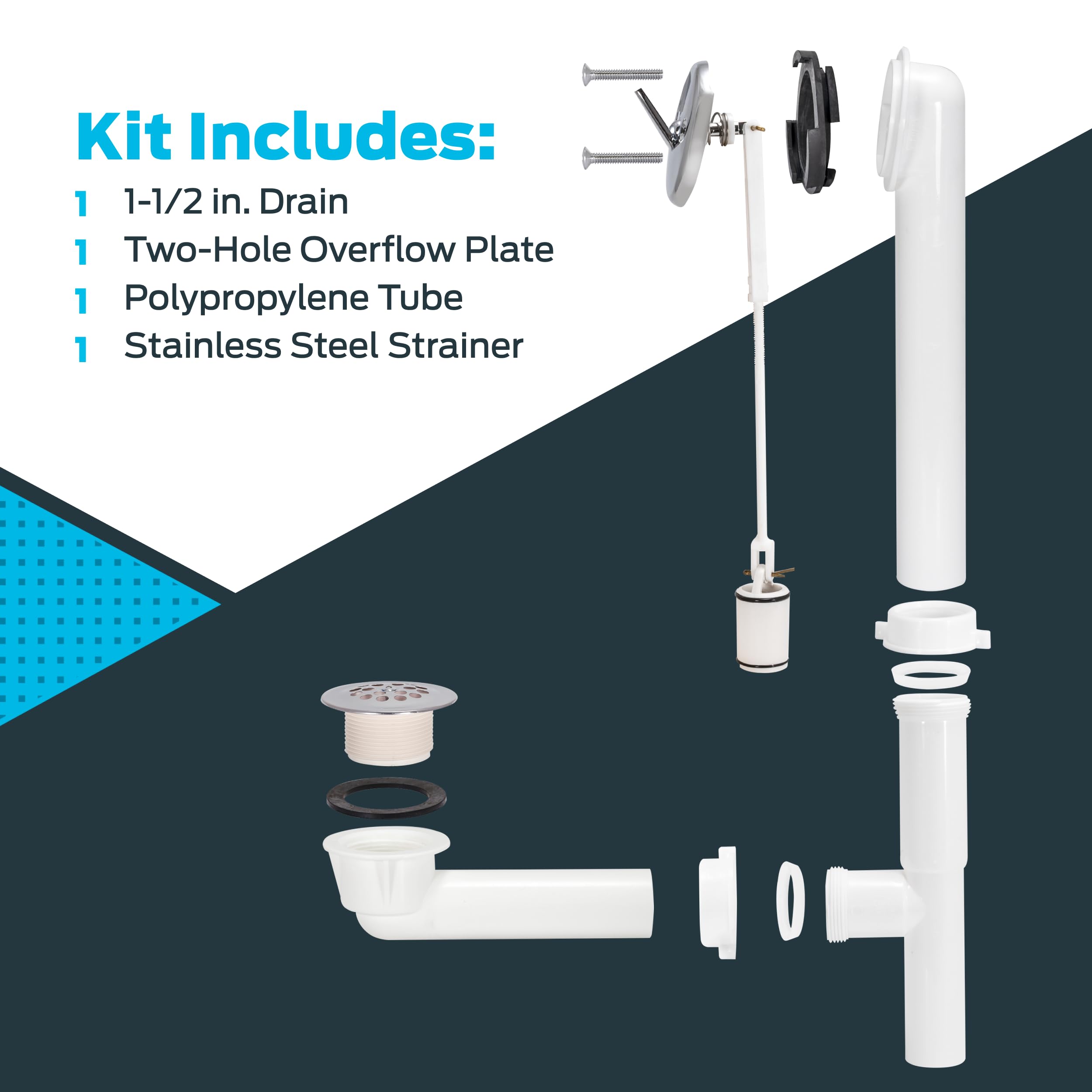 Hana*　1207 EZ-Flo 1-1/2 Inch Lift and Lock Two-Hole Trip-Lever Bath