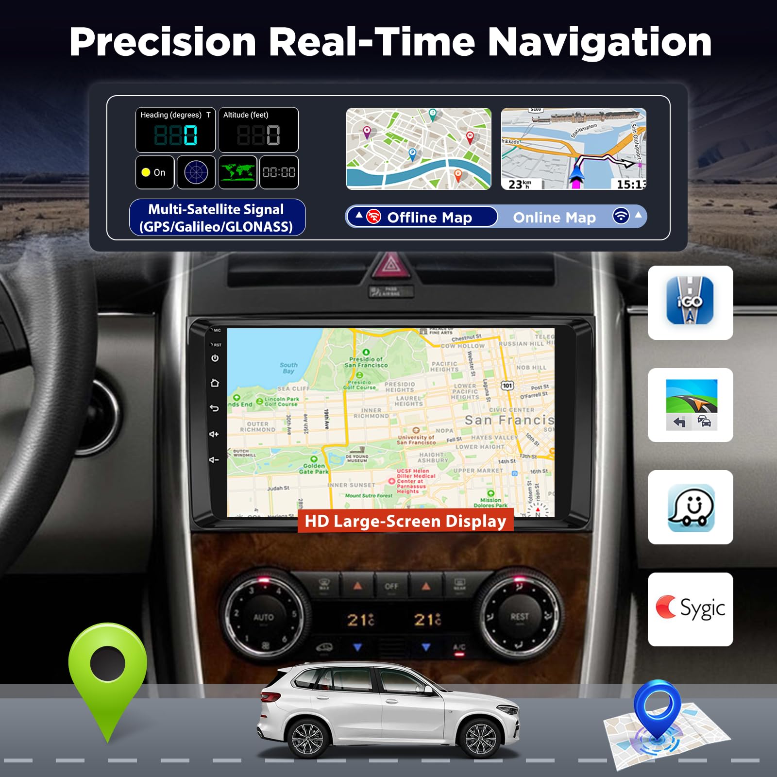 8 núcleos 6+128GB Radio Android con Pantalla táctil para Mercedes Benz A/B/V Clase & Sprinter, Wireless CarPlay Android Auto, GPS WiFi, DSP, Plug & Play Autoradio + Cámara de reversa