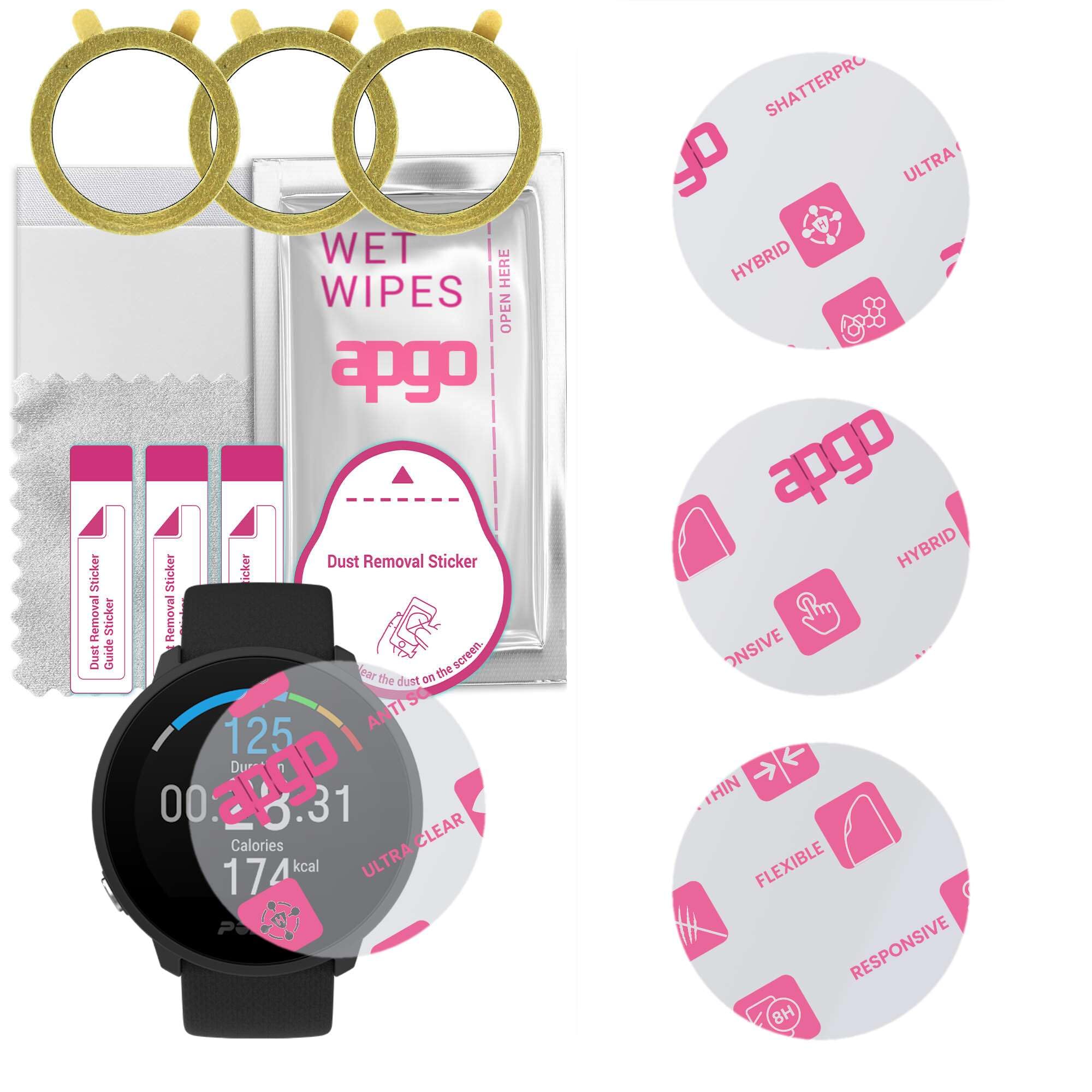 apgo 3x Hybrid Glass Screen Protector for Polar Electro Unite