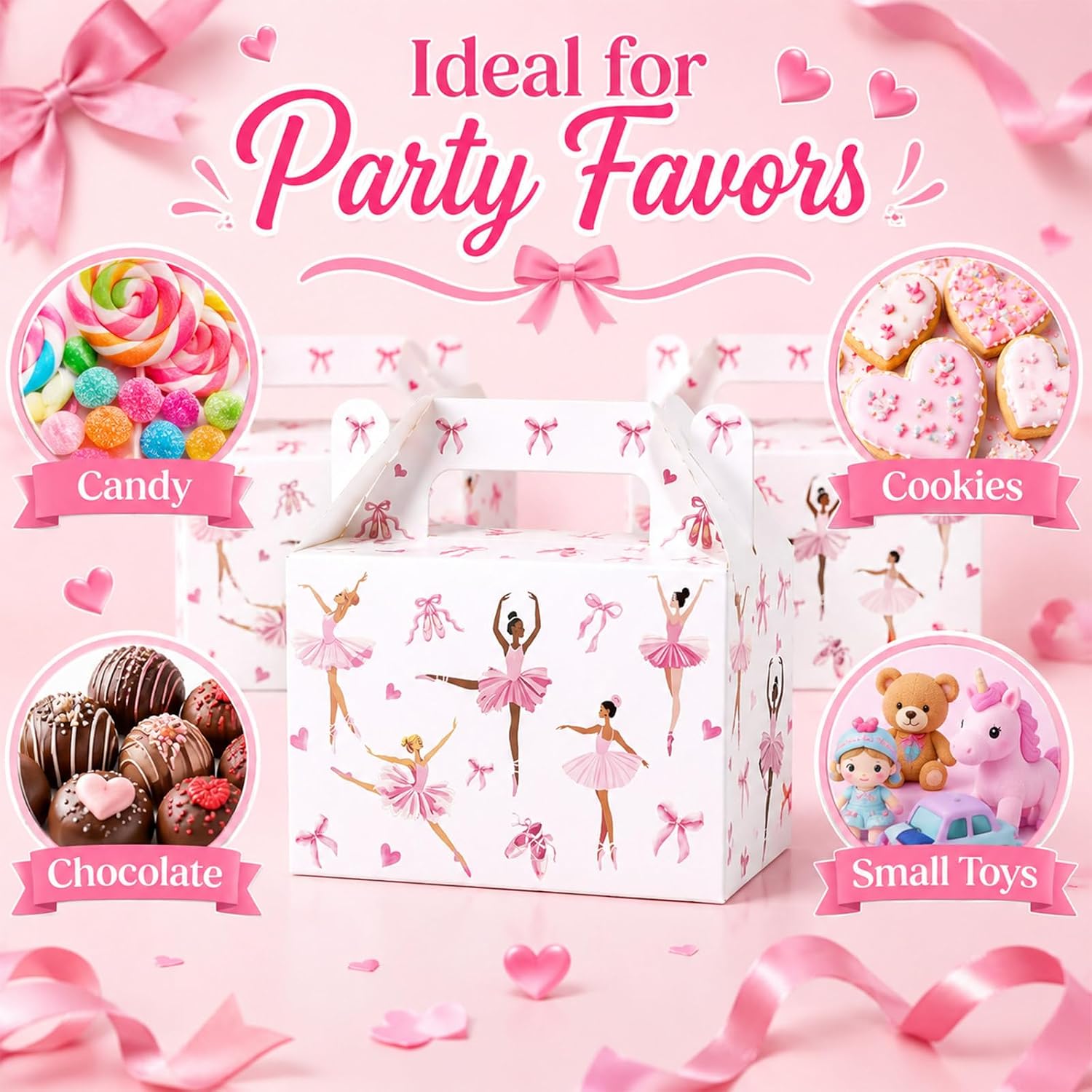 12 Pcs Pink Ballerina Party Favor Supplies Pink Ballet Dancer Goodie Candy Treat Boxes Ballerina Dancing Party Gift Boxes for Girls Women Wedding Baby Shower Princess Tutu Dance Parties Decorations image 4