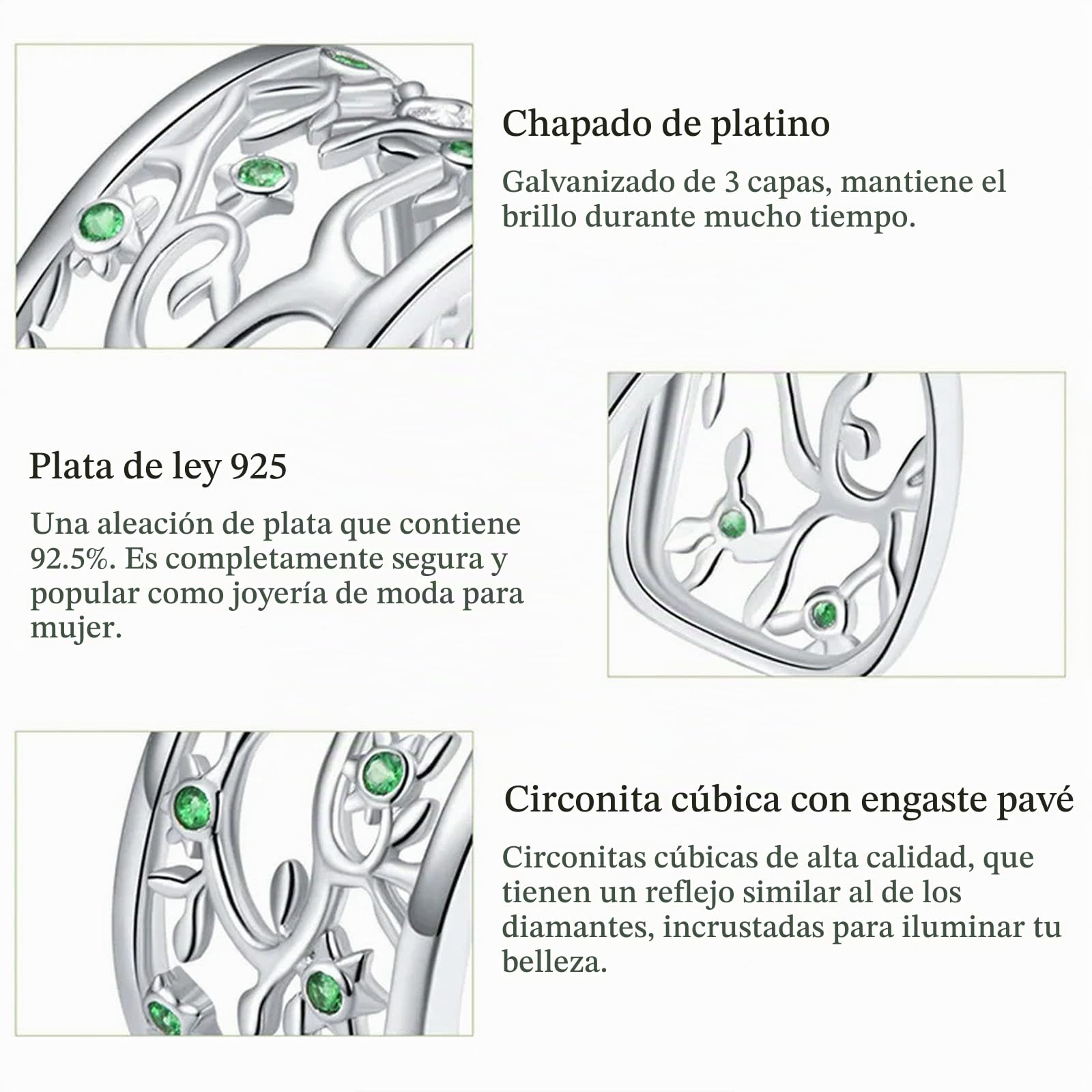 Anillos Anchos Con Diseño De Árbol De La Vida Para Mujer, Plata De Ley 925, Talla Única, Ajustables, Nuevo Diseño.