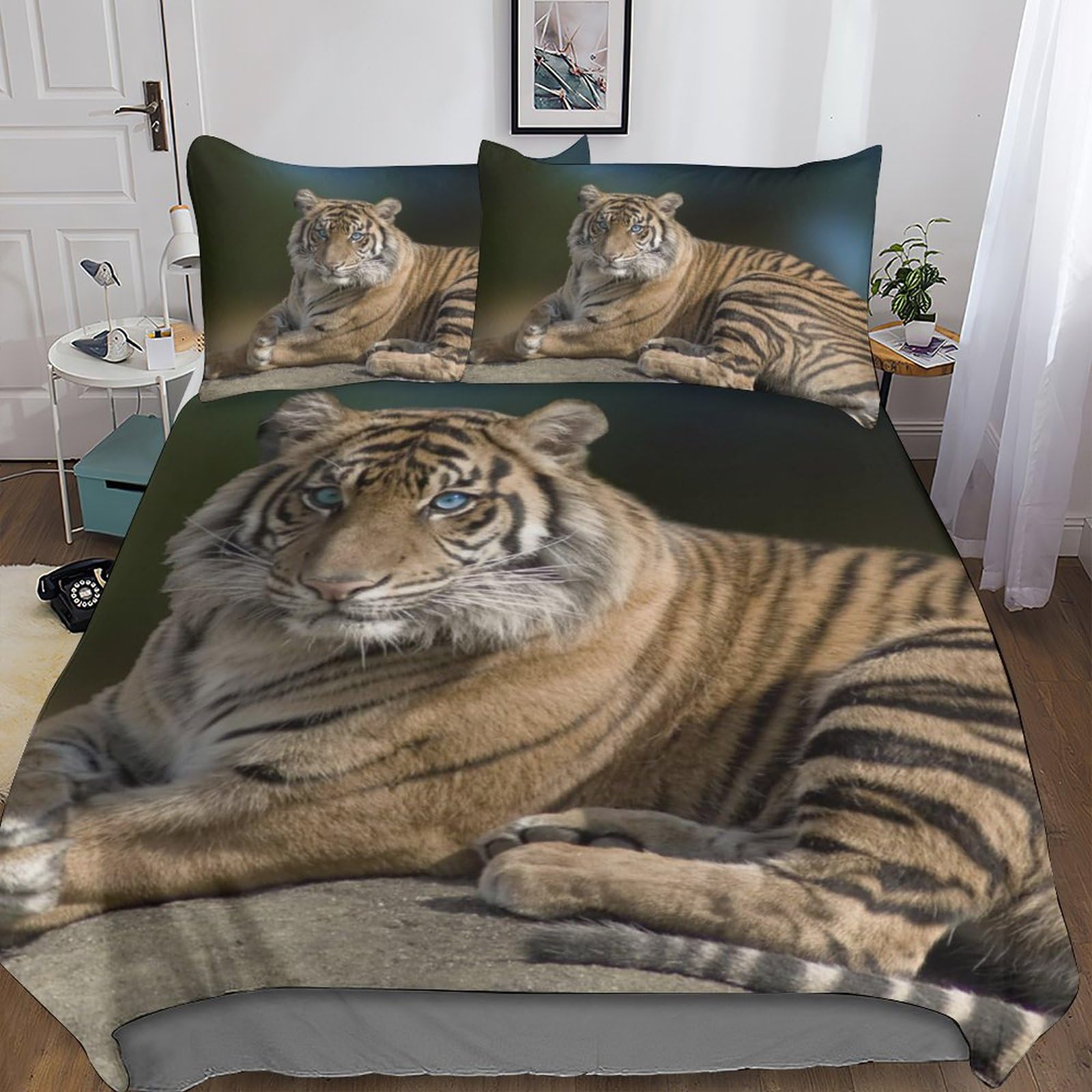 Housse de couette tigre 3D pour remplacer le linge de lit terne par un décor wildlife réaliste